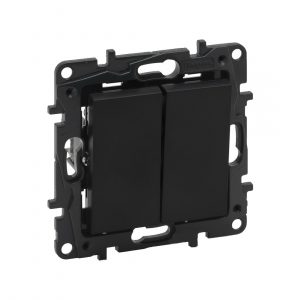 Переключатель двухклавишный крестовой Niloe Step 10А авт.клеммы Чёрный — изображение 1