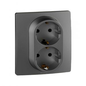 Розетка двойная 2х2К+З Niloe Step 16А 250 В с з/ш авт. клеммы Чёрный — изображение 1