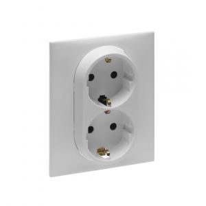 Розетка двойная 2х2К+З Niloe Step 16А 250 В с з/ш авт. клеммы Алюминий — изображение 1