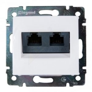 Информационная розетка - Valena - RJ45 - категория 6 - UTP - 2 выхода - на захватах - White — изображение 1