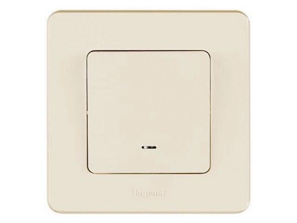 Переключатель одноклавишный с подсветкой Legrand 673661 Inspiria с/у слоновая кость