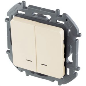 Выключатель двухклавишный с подсветкой Legrand 673631 Inspiria с/у слоновая кость