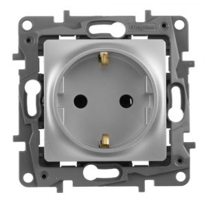 Розетка 2 x 2К+З 16 А 250 В Legrand 672421 Etika алюминий