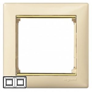 Рамка 2 поста горизонтальная Слоновая кость/Золотой штрих Valena — изображение 1