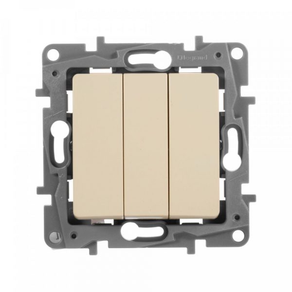 Выключатель трехклавишный Legrand Etika 672313 (слоновая кость)