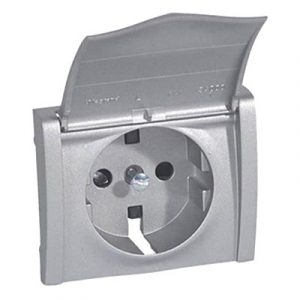 Лицевая панель для розетки 2К+З - с защитными шторками + крышка - Алюминий - Galea Life — изображение 1