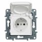 Valena LIFE IP44.Розетка силовая 2К+З, с защитными шторками и откидной крышкой.Белая