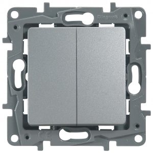 Переключатель двухклавишный Legrand 672412 Etika 10 A 250 В алюминий