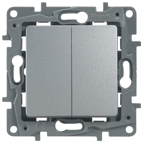 Переключатель двухклавишный Legrand 672412 Etika 10 A 250 В алюминий