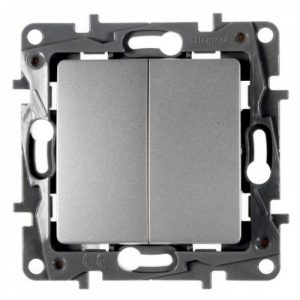 Переключатель двухклавишный Legrand 672412 Etika 10 A 250 В алюминий
