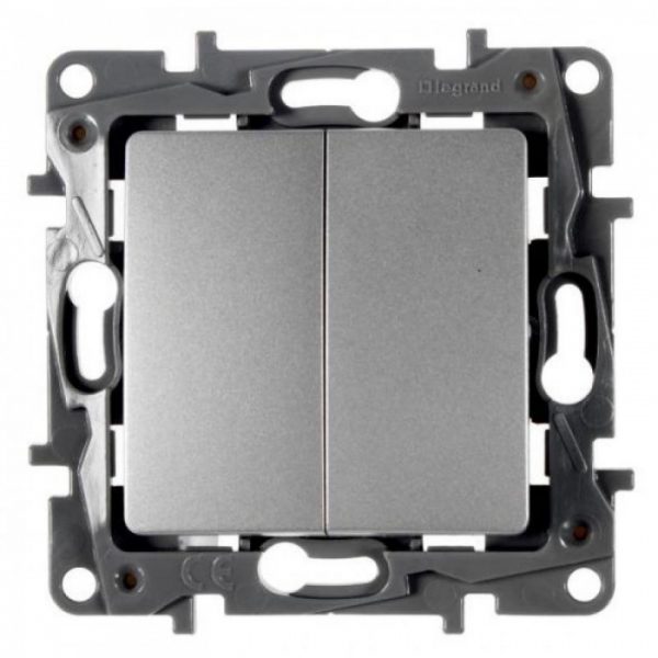 Переключатель двухклавишный Legrand 672412 Etika 10 A 250 В алюминий