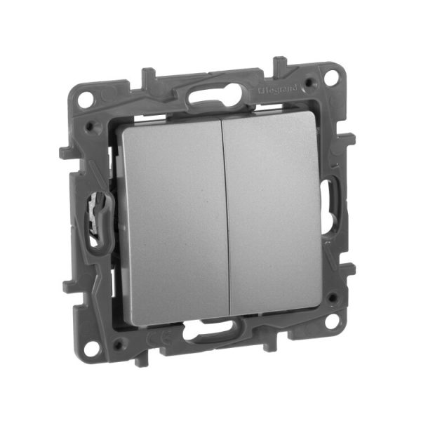 Переключатель двухклавишный Legrand 672412 Etika 10 A 250 В алюминий