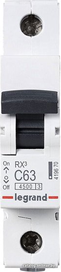 Автоматический выключатель Legrand 419670 1П C 63A RX3 4,5kA