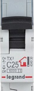 Автоматический выключатель Legrand 404030 1П C25A TX3 6000/6kA