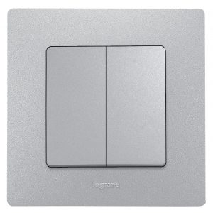 Переключатель двухклавишный Legrand 672412 Etika 10 A 250 В алюминий