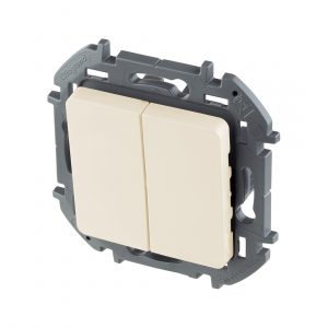 Выключатель двухклавишный Legrand 673621 Inspiria с/у 10 А ~250В безвинтовые зажимы слоновая кость — изображение 1