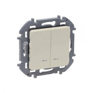 Выключатель двухклавишный с подсветкой Legrand 673631 Inspiria с/у слоновая кость — изображение 1
