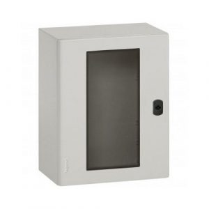 Металлический щит Atlantic в комплекте со сплошной монтажной платой, стеклянная дверь 600x400x200 — изображение 1