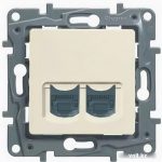 Розетка компьютерная 2XRJ45 5e UTP Legrand Etika 672355 (слоновая кость)