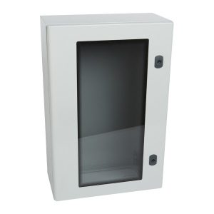 Металлический щит Atlantic в комплекте со сплошной монтажной платой, стеклянная дверь 1400x800x400 — изображение 1