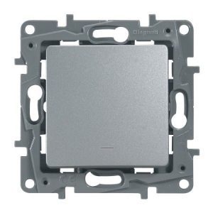 Переключатель с подсветкой 10AX автоматические клеммы, Алюминий. Etika — изображение 1