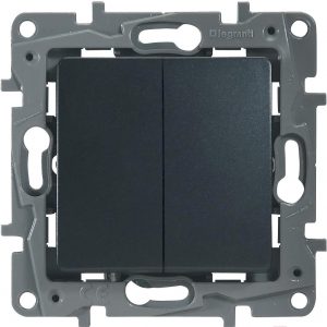 Переключатель двухклавишный Legrand Etika 10 A 250 В 672612 (антрацит)