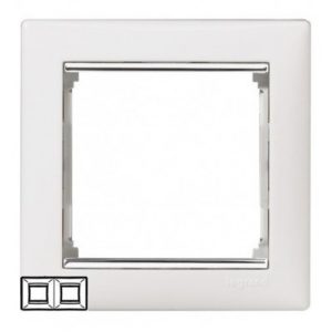 Рамка 2 поста горизонтальная Белый/Серебряный штрих Valena — изображение 1