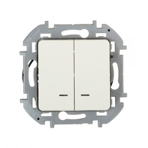 Выключатель двухклавишный с подсветкой Legrand 673631 Inspiria с/у слоновая кость