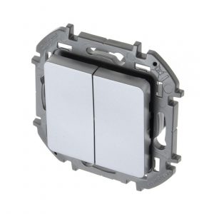Выключатель двухклавишный Legrand 673622 Inspiria с/у алюминий — изображение 1
