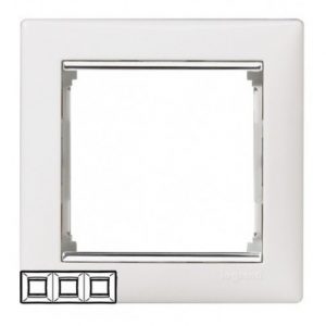 Рамка 3 поста горизонтальная Белый/Серебряный штрих Valena — изображение 1