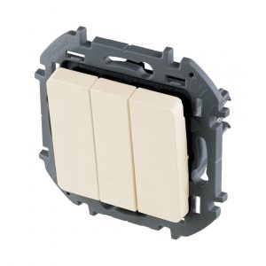 Выключатель трехклавишный Legrand 673641 Inspiria с/у 20 А ~250В винтовые зажимы слоновая кость — изображение 1