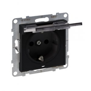 Розетка 2К+З Suno 16А 250В с з/ш с крышкой IP21 безвинт.зажим Антрацит — изображение 1
