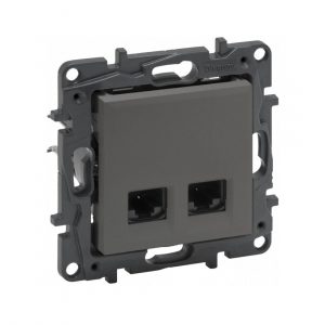 Информационная розетка двойная Niloe Step 2хRJ45 Кат.5e UTP Сталь — изображение 1