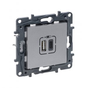 Розетка USB Niloe Step Тип А+C 12Вт+15Вт 5В Алюминий — изображение 1