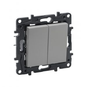 Переключатель двухклавишный крестовой Niloe Step 10А авт.клеммы Алюминий — изображение 1