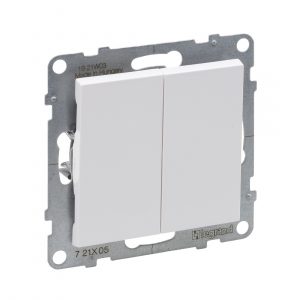 Выключатель двухклавишный Suno 10А 250В безвинт.зажим Белый — изображение 1