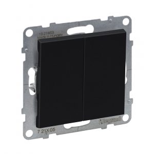 Выключатель двухклавишный Suno 10А 250В безвинт.зажим Антрацит — изображение 1